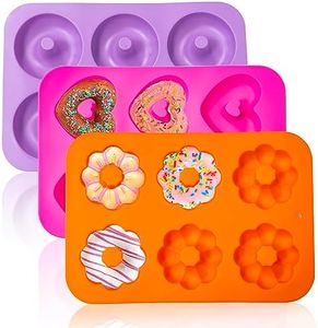 Anxbbo 3 Pack Silicone Donut Pan, Just Pop Out, Non-Stick Doughnuts Baking Pans for Donuts, Muffin, Cake Biscuit Bagels, Just Pop Out - Oven & Dishwasher Safe