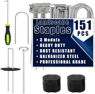 XIHULGJIN 151 Pcs Landscape Fabric Stakes,3 Types Galvanized Ground Staples
