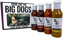 Chef Kenny Gilbert Brands Ultimate BBQ Sauce Gift Set Includes Carolina MUSTARD, SWEET, HALF & HALF + HOT SAUCE