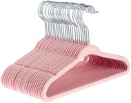 Juvale 50 Pack Pink Velvet Baby Clothes Hangers for Closet Storage, Children's Nursery, Kid's Closet, Ultra Thin and Slip-Resistant (11 in)