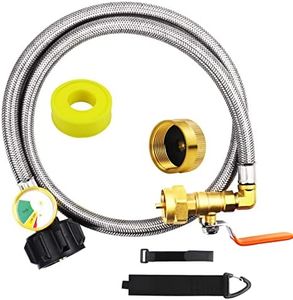 Lapert Upgraded Propane Refill Adapter Hose 36" Propane Extension Refill Hose with Gauge and ON/Off Control Valve for 1LB Propane Gas Tank 350PSI High Pressure Camping (QCC1/Type1 Inlet)