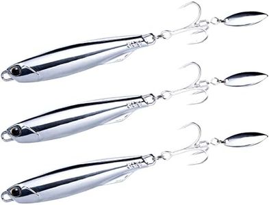 Dr.Fish 3 Pack Jigging Spoons Metal Casting Jigs Bladed Treble Hooks Saltwater Casting Spoons Surf Fishing Lures Vertical Diamond Jigs Mackerel Striper Bluefish Lures