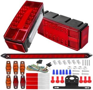 EXERAUO Boat Trailer Lights LED Kit, Submersible Boat Trailer Light, Stop Turn License Light IP68 w/Marker Lights, Wiring Harness Light Bar for Boat Truck Snowmobile