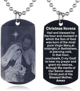 FAYERXL Scripture Baptism Holy Bible Verse Dog Tag Necklace,Engraved Catholic Christian Communion Confirmation Rite Religious Gift (Christmas Novena)