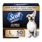 Scott Pet Guard Advanced Dog Pads - Dog Training Pee Pads for Puppies, Medium & Large Dogs - Up to 16 Hour Absorbency with Odor Control - Softest Quilted Dog Pee Pads - Large - 22" x 22" - 50 Pack