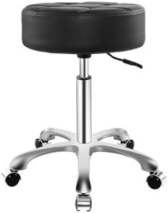 Ainilaily Rolling Stool with Wheels, Thick Cushion Heavy Duty Esthetician Hydraulic Chair Stool for Work Medical Tattoo Salon Office (Black)