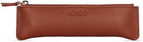 Londo Zippered Genuine Leather Pen and Pencil Case Cosmetic Pouch