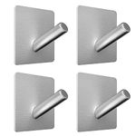 LgowithU 4 Pack Self Adhesive Hooks, 3M Sticky Hooks Stainless Steel Heavy Duty Coat Hooks, Waterproof and Rust Proof Towel Door Wall Hooks for Kitchen, Bathroom, Lavatory Closet