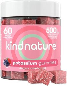 Kind Nature High Potassium Supplement 500mg - Chewable Gummies for Adults & Kids - Pure Potassium Bicarbonate Mineral Supplement - Vegan, Gluten Free, Non GMO - 60 Gummies (30 Day Supply)
