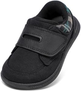Toddler Wide Toe Box Shoes Barefoot Shoe Boys Kids Walking Boy Sneakers Non-Slip Lightweight Comfortable First Walking Tennis Outdoor Activities All Black Toddler Size 4