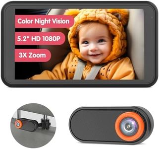Luckview Car Camera for Baby, 5.2” 1080P Baby Car Camera with 3X Zoom, 360°Rotating Adjustable Car Baby Camera with Wired, Crystal Clear View for Back Seat Rear Facing (BM2)