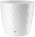 B2C Flowerpot Round Plastic plant pot Crystal Modern Decorative Small Medium Large 7 sizes 9 coolours (White, 14 cm)