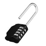 ZHEGE Combination Padlock Long Shackle, 4 Digit Combination Lock Long Shank, Weatherproof Heavy Duty Long Padlock Combination for Lockers, Outdoor Fence, Shed,Garage Hasp (Black)