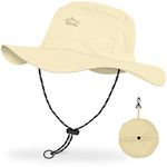 BROTOU Sun Hats for Women/Men, UPF 50+ Wide Brim Bucket Hat, Waterproof and Foldable Boonie Hat with UV Protection for Hiking Fishing Garden Safari Beach(Khaki)