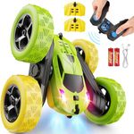 QUNREDA Remote Control Car, RC Car Toys for 6-12 Year Old Boys, Off Road RC Stunt Car 4WD 360° Rotating Remote Control Car for Kids, Boys Girls Gifts for Birthday, Christmas Yellow&Green