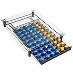 Navaris Glass Coffee Pod Drawer - Transparent Storage Tray Dispenser Holder for 60 Nespresso Capsules, Pods - Coffee Machine and Pod Station and Stand