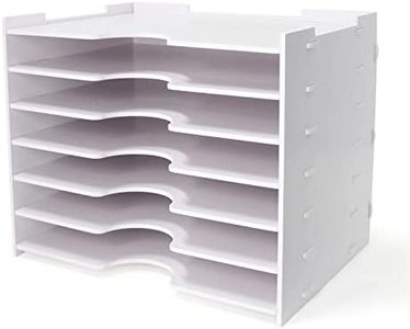 SONGWAY File Organizer for Desk - 7 Tier Wide Document Holder, Letter Mail Tray Storage Rack, File Sorter Organizer, A4 Paper Storage Holder, Desktop Organizer for Home Office School, White