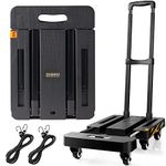 𝟐𝟎𝟐𝟒 𝐔𝐩𝐠𝐫𝐚𝐝𝐞𝐝 Folding Hand Truck Dolly Cart (440LB), Foldable Luggage Cart with 6 TPR Wheels and Lockable Handle, Portable Platform Truck Collapsible Dolly for Moving, Travel, Office Use