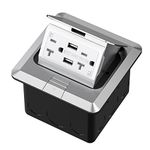 KYHSHJ Professional Pop-up Floor Power Outlet Box with USB 5V/4.8A Socket, 20 Amps Interference-Resistant Socket, Corrosion-Resistant Hardware, ETL Certified, Silver