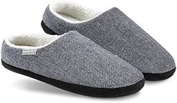 Dunlop Mens Slippers Open Back Memory Foam Fleece Lined Slipper Indoor Outdoor, Navy White, 12 US