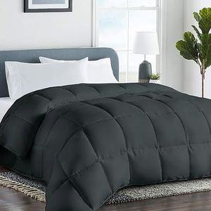 COHOME 2200 Series Oversized King Down Alternative Comforter Quilted Duvet Insert with Corner Tabs - All Season Reversible Warm Luxury Hotel Comforter - Machine Washable - Dark Grey