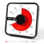 19CM Visual Timer, 60 Timer, Countdown Timer Large, 1 Hour Timer, Exam Timer, Kitchen Timer, Loud Alarm Sound 60 Minutes, for Classroom Teaching Homework Games Cooking Office Meeting, Black