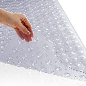 Yimobra Original Bath Tub Shower Mat Extra Long 16 x 40 Inch,Anti Bacterial,Phthalate Free,Latex Machine Washable Large Materials,Clear Gray(More Colors Size Choice)