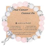 Breast Cancer Bracelet Cancer Awareness Bracelet Natural Stone Beaded Bracelet Inspirational Bracelets Gifts for Woman Girls(PL)