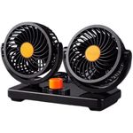 Mabron Car Fan 12V 360 Degree Rotatable Dual Head 2 Speed Quiet Strong Dashboard Auto Cooling Air Fan for all Cars