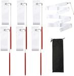 Xokipol 6 Pcs White Dance Ribbons with Storage Bag, Gymnastic White Ribbons with Baton Rhythmic Gymnastics Ribbon Wands for Kids