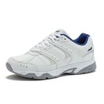 Avia Verge Womens Sneakers - Tennis, Court, Cross Training, or Pickleball Shoes for Women, 7 Medium, White/Blue/Silver, Bright White/Bijou Blue/Silver/Alloy, 7