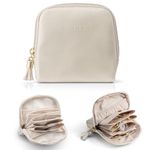 VLANDO Travel Jewelry Case Organizer,Mothers Day Gifts,Leather Jewelry Pouch Bags with Zipper,Portable Velvet Jewelry Organizer Bag for Earrings,Bracelets, Rings,Necklaces,Travel Essentials,Beige