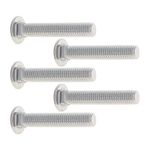 Yinpecly 5Pcs Carriage Bolts M10Ãƒâ€”55mm Round Head Square Neck Bolt Fasteners 304 Stainless Steel 1.5mm Pitch Silver Tone