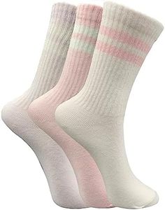 TRAZO Cotton Blend Women's Calf Length Knitted Multicolor, Multi-Purpose Socks|Socks For Women Combo Pack Of 3 Pairs Pink, White, Lavender