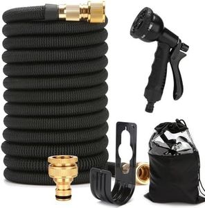 Expandable Garden Hose 50FT,Garden extendable Hose,Flexible Water Hose with 8 Spray Nozzle,Kink Free Flexible Water Hose,Lightweight and Easy to Store (Knight Black)