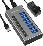 Powered USB Hub Acasis 7 Ports 36W USB 3.0 Data Hub with Individual On/Off Switches 12V/2A Power Adapter USB Hub 3.0 Splitter for Laptop, PC, Computer, Mobile HDD, Printer, Flash Drive and More