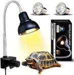 PewinGo Reptile Heat Lamp, Lamp for Aquarium Turtle Tank with 25w+50w Basking Spot Light Bulbs and 360° Swivel Clamp for Turtle, Snake, Lizard, Cockatoo, Chameleon Etc, Yellow