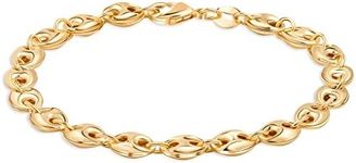 Barzel 18K Gold Plated Puff Mariner Bracelet, 7.5 Inches - Made In Brazil