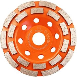 Concrete Diamond Grinding Cup Wheel,BRSCHNITT 5 inch Angle Grinder Diamond Double Row Cutting Wheel for Grinding/Polishing/Cleaning Surface Grinding Granite, Concrete,Stone,Cement,Marble,Rock (125mm)