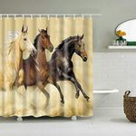 SVV 3D Horse Digital Printed Polyester Fabric Curtain for Bed Room Kids Room Living Room Color Brown Window/Door/Long Door (D.N.104) (1, 4 x 5 Feet (Size ; 48 x 60 Inch) Window)