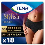 Tena Stylish Black underwear maximum Absorbency Small/Medium, 18 Count