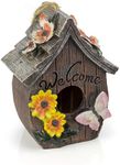 Dawhud Direct Hanging Bird Houses for Outside, Hand-Painted Bird Houses for Outdoors Decorative Birdhouses (Butterfly and Flowers Welcome)