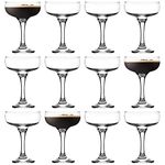 LAV 12x Clear 235ml Misket Glass Champagne Saucers - Vintage Glass Espresso Martini Prosecco Wine Gin Coupe Glasses Gift Set