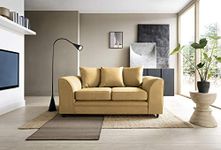 Abakus Direct 2 Seater Sofa in Mustard - Elegant Darcy 2 Seater Sofas for Living Room with Brushed Cotton Fabric | Two Seat Living Room Furniture | Sofas & Couches 2 Seater | 160Wx89Dx90H