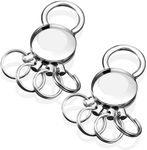 Sureio 2 Pcs Detachable Key Spider Key Chain Accessory with 4 Split Rings Buckle Waist Hanging Name Round Keychain Metal Keychain Ring Holder for Unisex Women Men, Silver