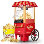 HOUSNAT Popcorn Maker 1200W, Home Hot Air Popcorn Machine, Healthy & Fat-Free, Easy to Clean & Use, Best Theater Popcorn Popper for Movie Night,Parties, Kids Birthday Party Favorites, Red