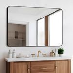 CIVENO Bathroom Mirror, 24"x36" Black Rectangle Bathroom Wall Mirror, Rounded Corner Metal Frame Vanity Mirror, Wall Mounted Mirrors for Bedroom Living Room Entryway Horizontal Or Vertical Mounting