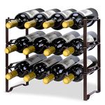 Mutool 3 Tier Stackable Wine Racks Hold 8-16 Bottles Wines,Metal Freestanding Stand Wine Organizer Holder Countertop Liquor Storage Shelf，Bronze (3 Tier)