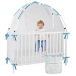 YOMECHEO Baby Crib Tent, Crib Tent to Keep Baby from Climbing Out, Crib Net to Keep Baby in, Crib Height Extender with Strong Rods Structure and Snaps, Easy Set Up