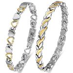 Vicmag Magnetic Bracelets for Women Titanium Steel Brazaletes Ultra Strength Magnetic Adjustable with Removal Tool and Gift Box (2 Pcs Silver and Gold)